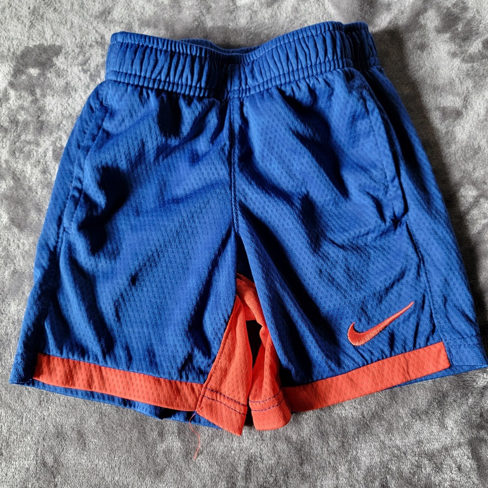 Nike Dri-FIT Shorts Kids 3T Blue Orange Excellent Mesh Athletic Basketball 730